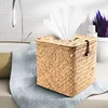 2 Pack Square Seagrass Facial Tissue Box - Decorative Woven Paper Holder Napkin Dispenser - Straw Tissue Box Cover 5