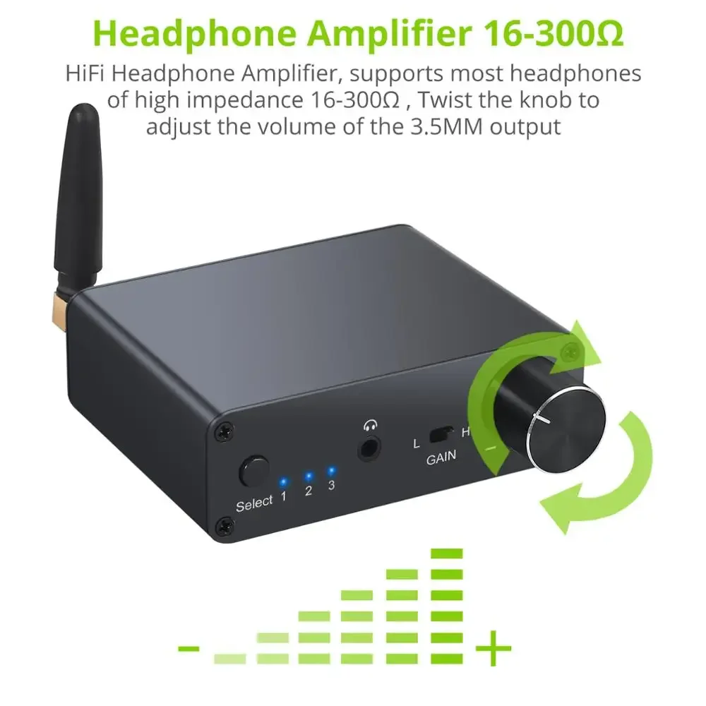 Bluetooth-compatible DAC Converter with Headphone Amp Digital To Analog 3.5mm Audio Adapter Support AAC HomeAudio