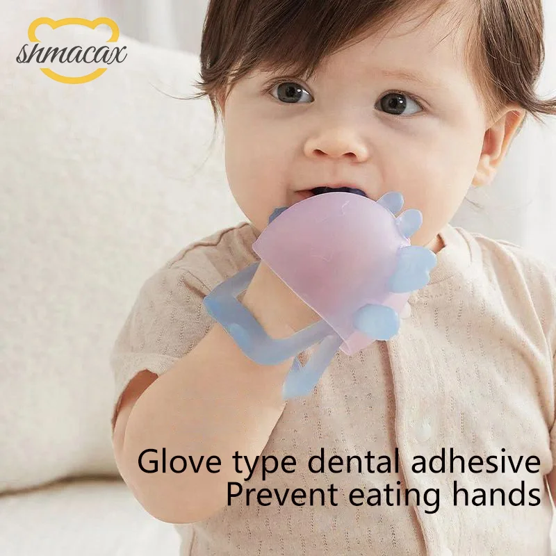 1 Piece Small Mushrooms Gloves Teether Silicone Anti-eating Hand Molar Stick Massage Gums Baby Anti-biting Teether