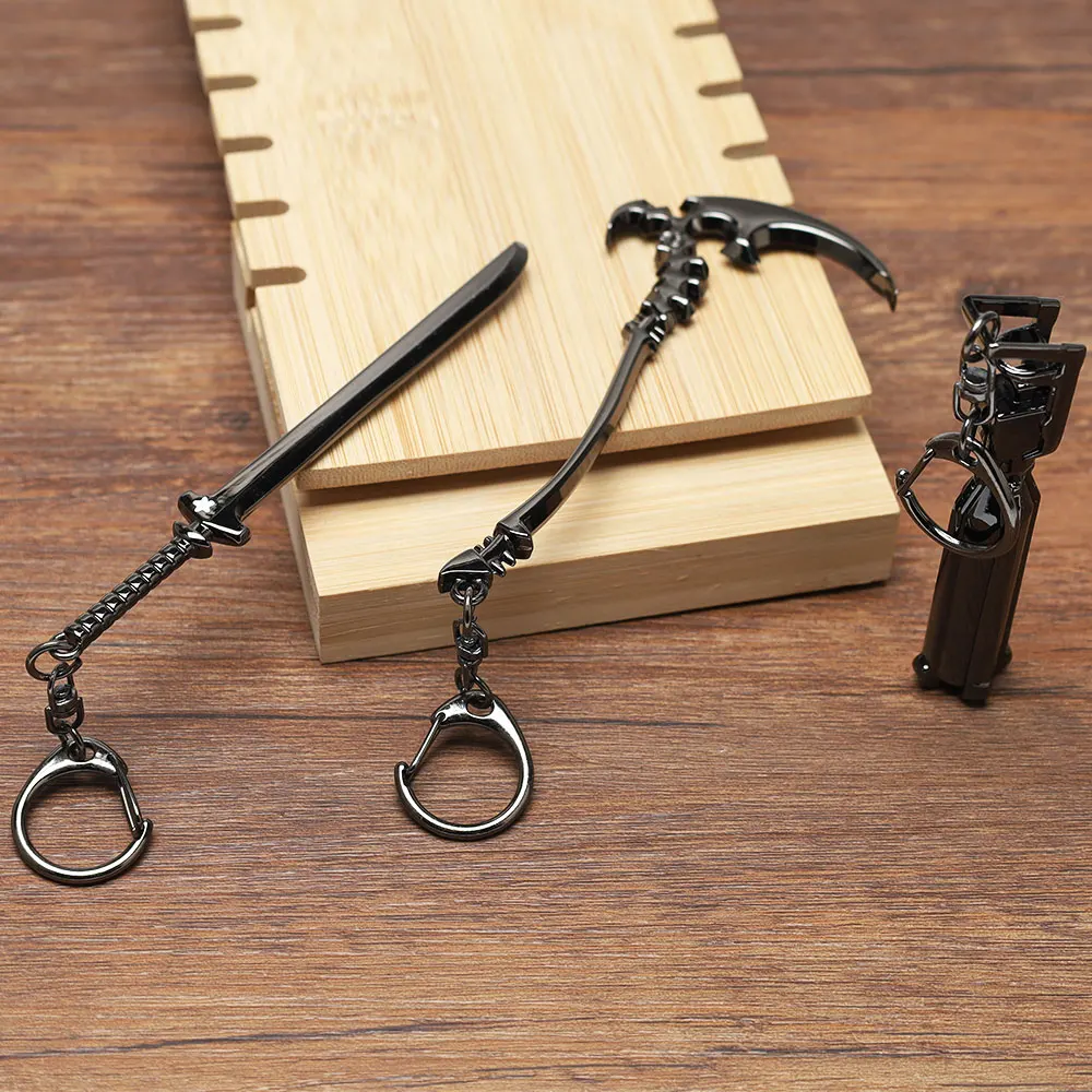 Cartoon BRS Themed Weapon Pendant Keychain Anime BLACK ROCK SHOOTER Mini Barrel Sickle Cannon Toy Keyring Cosplay Gift For Frien
