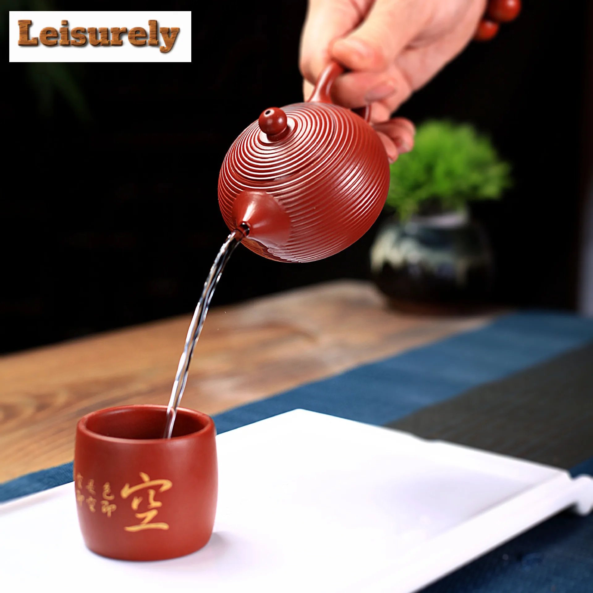 130ml Antique Yixing Purple Clay Teapots Handmade screw thread Xishi Pot Raw Ore Dahongpao Mud Kettle with Filter Zisha Tea Set