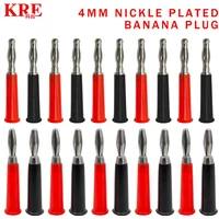 40pcs New 4mm Banana Plug Connector Screw-type Banana Head Black And Red Color Nickel-plated Plastic Banana Plug Silvery 1