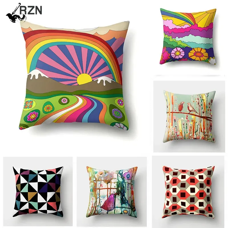 

45x45cm Pillow Case Colorful Rainbow Soft Cushion Cover Decorative Sofa Pillow Cover Home Pillowcase Cushion Cover