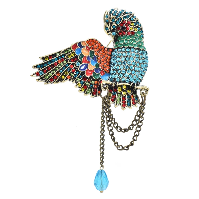 

Wuli&baby Luxury Vintage Owl Brooches For Women Unisex Sparkling Chain Bird Party Office Brooch Pins Gifts