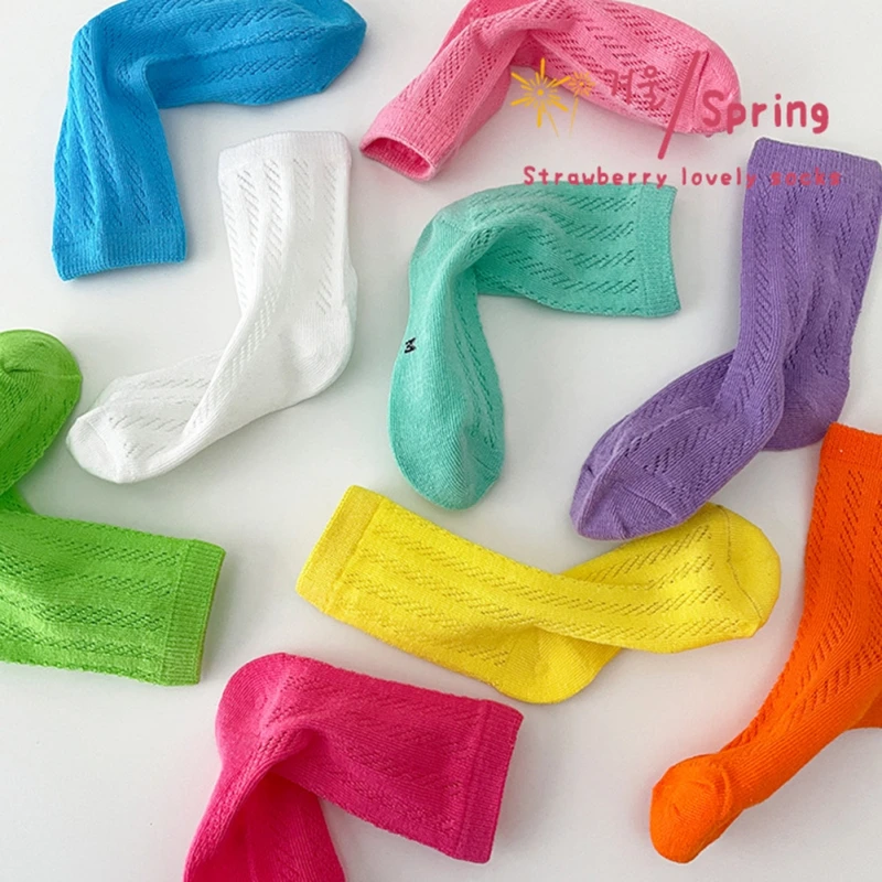 4 Pairs/Lot Baby Kids Socks Four Seasons Cotton Solid Sock Candy Color Toddler Boy Girls Floor Socks Children Sock kids socks
