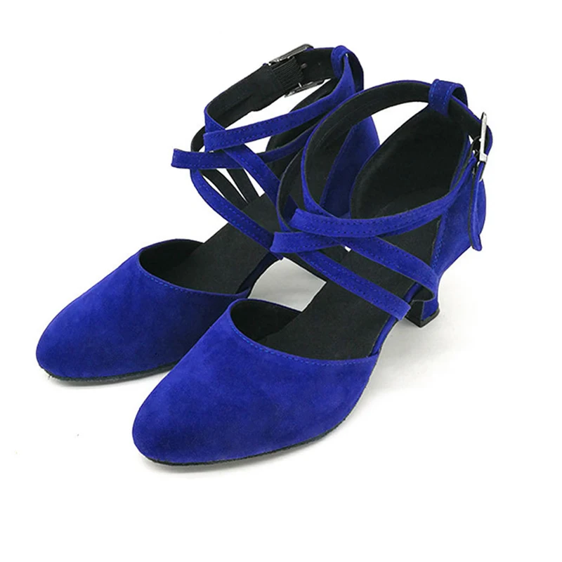 Latin Dance Shoes Women Adult High Heel Leather Square Dance Shoes Breathable Modern Soft Soled Ballroom Dancing Shoes 6
