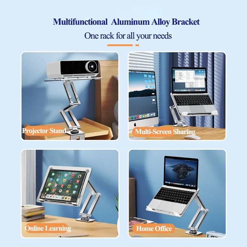 Oatsbasf 360&deg;Rotatable Laptop Stand Clamp Tablet Hightening Support Holder Book Bracket Height Adjustable Desktop Bed Lazy Stand laptop stand tablet bracket