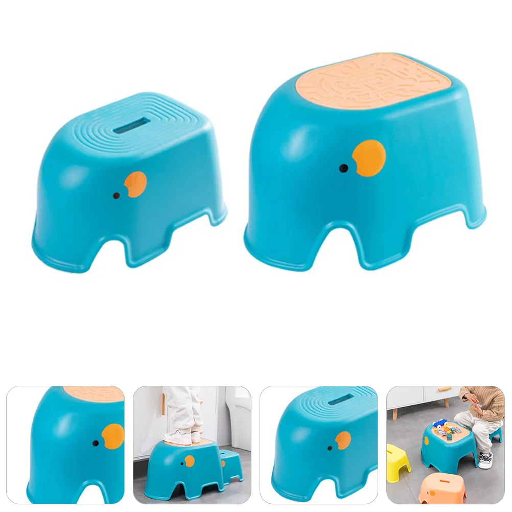 2 Pcs Footstool Practical Step Non-slip Cartoon Pp Friction Blue Changing Shoes