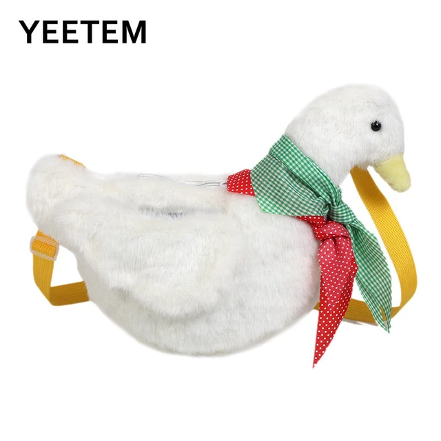  Cute Plush Duck Shoulder Bag (White) : Toys & Games