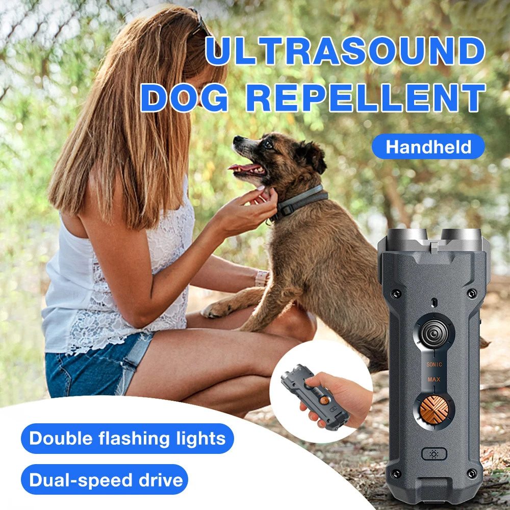 Double Flashlights 32 feet Ultrasonic Pet Dog Repeller