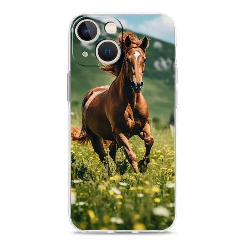 Elegant Horse Design Clear Phone Case Cover