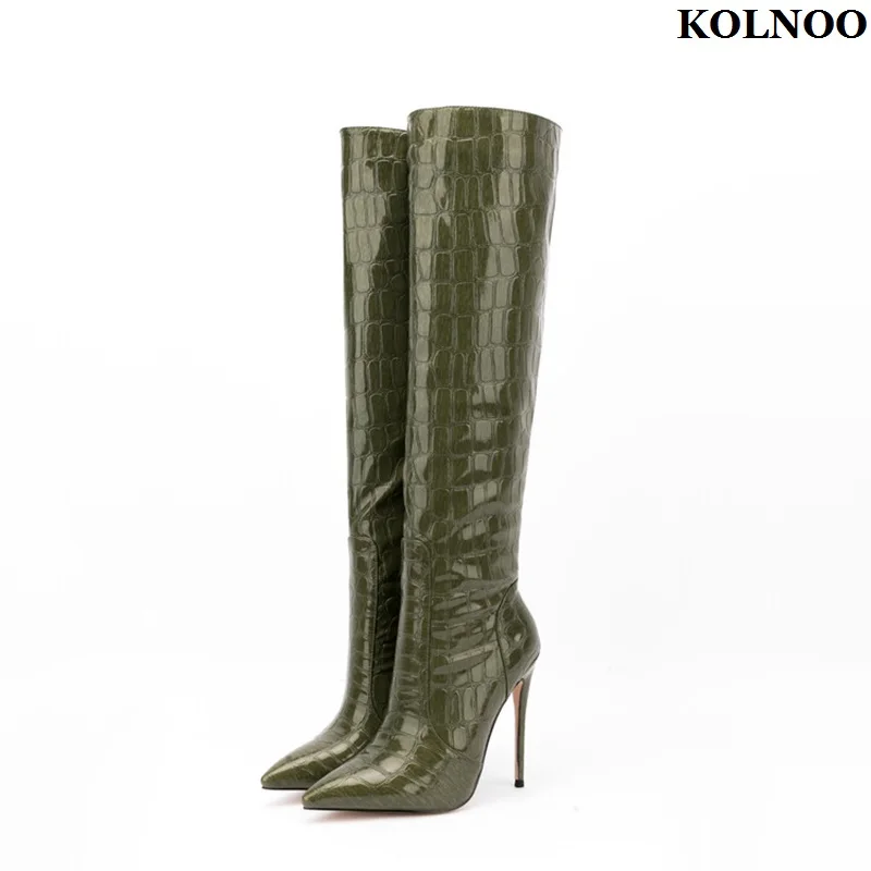 

Kolnoo Handmade New Classic Style Ladies High Heels Boots Real Photos Eurolish Xmas Party Prom Booties Evening Fahion Sexy Shoes