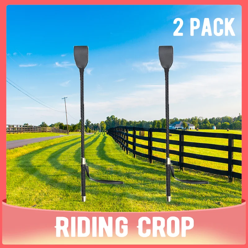2pcs Riding Crop Durable Equestrian Training PU Leather Portable Pointer Lightweight Non Slip With Handle Horse Whip Racing