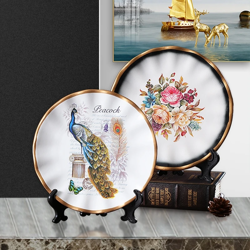 

Керамическая тарелка, художественные украшения, аксессуары для украшения гостиной, набор тарелок, свадебный подарок, роскошные аксессуары для украшения дома в скандинавском стиле