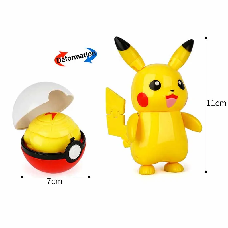 Conjunto de brinquedos pokemon genuíno, boneco de bolso monster pokeball  deformação pikachu eevee psicopato pet, presente de aniversário para  crianças