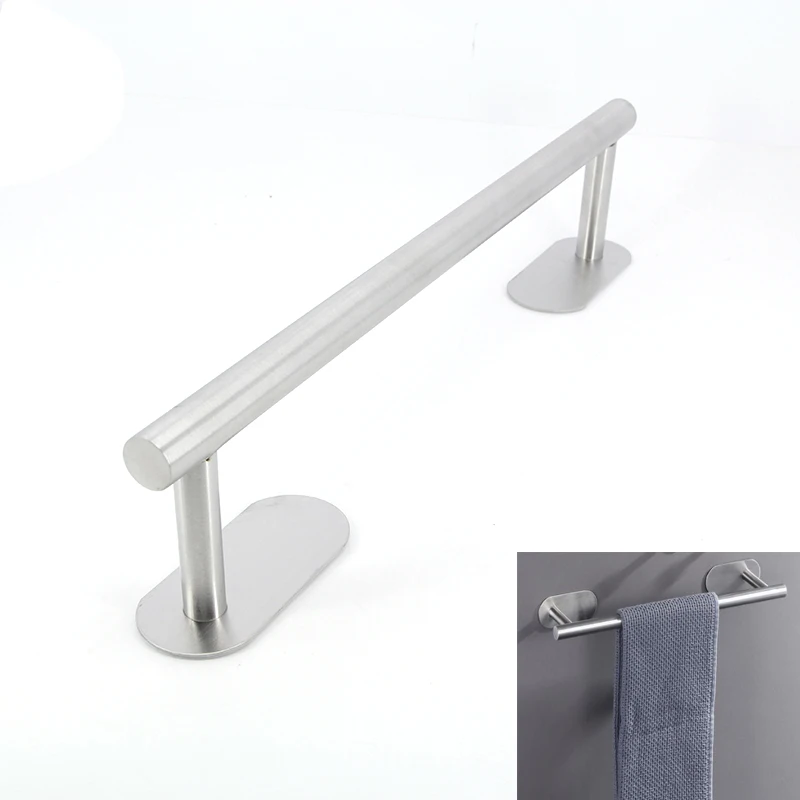 Description Picture 2 of itemTowel Holder Stainless Steel Self Adhesive Rail No Drilling Kitchen Towel Rack Wall Hanging Bathroom Hardware for Home