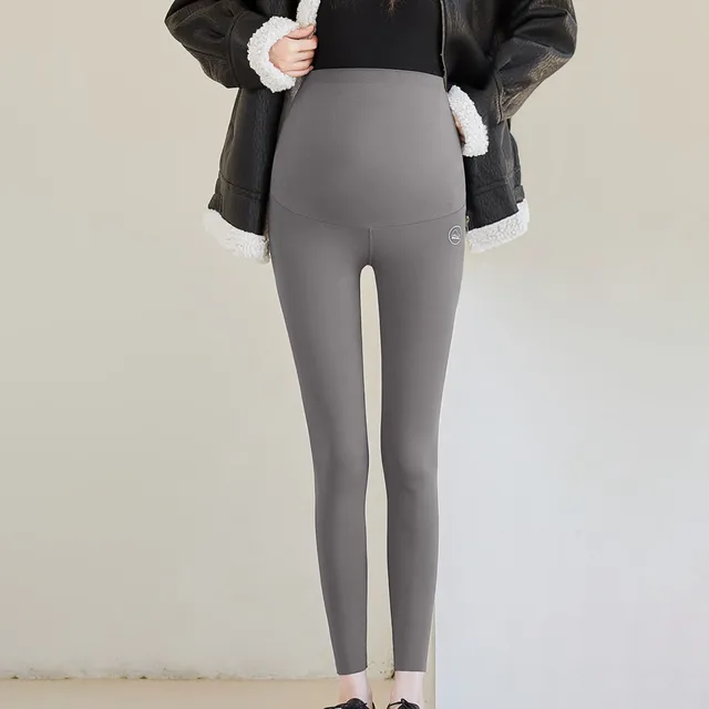 Women Plus Size Leggings Velvet Thickening Maternity Wear Belly Pants Ninth Pants Leather Leg Maternity Outfits For Women 2
