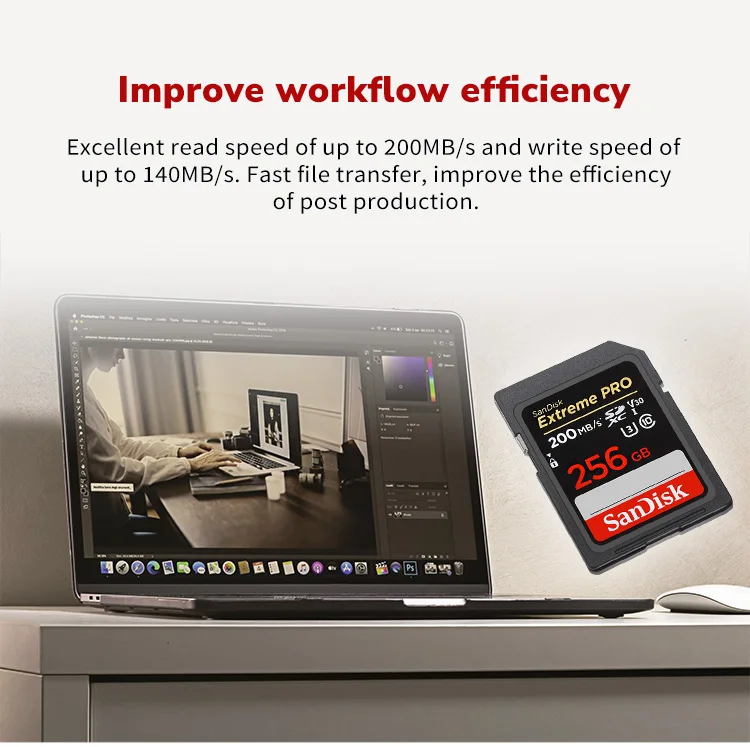 Original SanDisk Extreme Pro SD-Karte 128GB 64GB SDXC 256GB 512GB V30 Speicherkarte Lesegeschwindigkeit 200MB/s SDHC 32GB Speicherkarte für Kamera – Detail 3