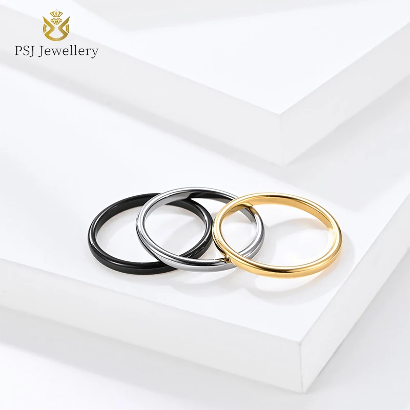 

PSJ Fashion Jewelry 2MM Wedding Bands High Polished Simple Design Original Tungsten Carbide Rings for Women Men