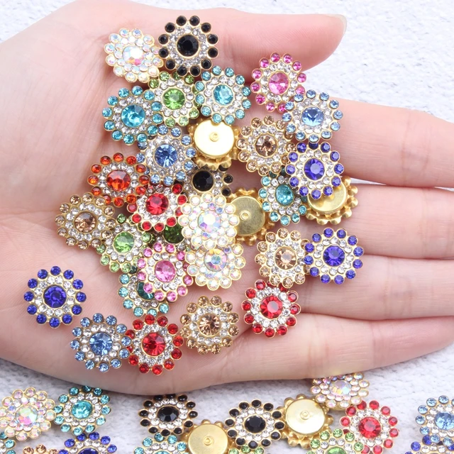 14mm Large pearl lace glass Rhinestones Sun Flower Sewing Shiny