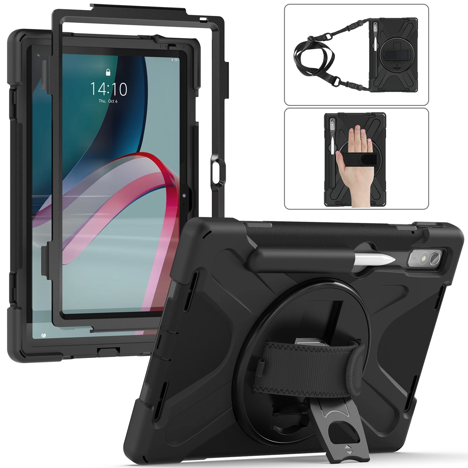 

for 2022 Lenovo Tab Pad Pro Case 11.2Inch Duty Shockproof Rugged with Pencil Holder Kickstand Hand Strap Carrying Shoulder Belt