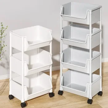 Carrello Scaffale da cucina Armadietto portaoggetti con fessura Bagno Soggiorno Organizzatore domestico Scaffale da cucina ad angolo stretto 1