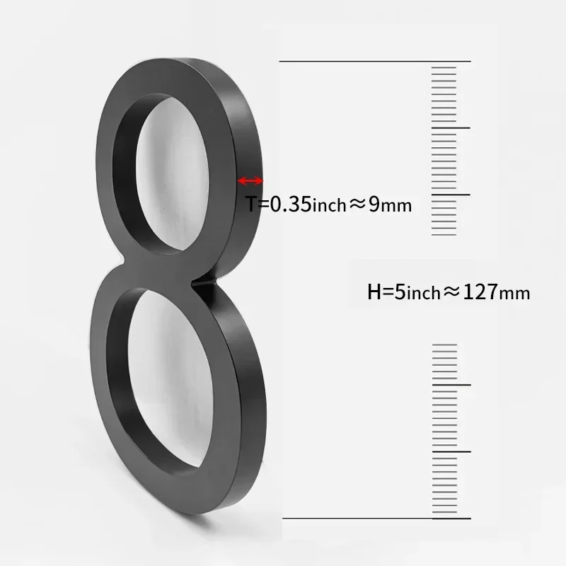 5 Inch Outdoor House Numbers 0-9 Metal Alloy Modern Exterior Number Signs Apartment Address House Number Plate Home Custom Sign