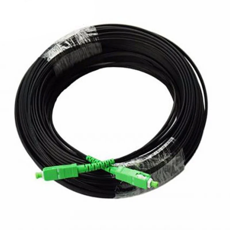 100Meters Singlemode G657A1 Outdoor FTTH SC/APC Fiber Optic Patch Cord Fiber Jumper Cable with Steel Wire LSZH Jacket