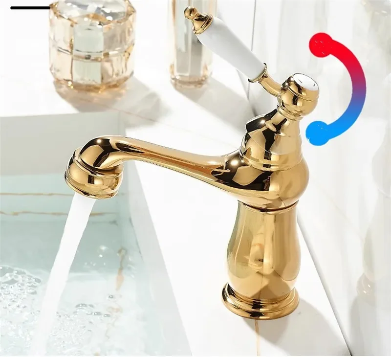 Description Picture 6 of itemRose Gold Basin Faucet Gold Torneiras Bathroom Sink Single Hole Basin Taps Hot Cold Mixer Tap Crane