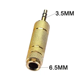 Premium Gold - Plated Dual Channel Audio Connector Adapter Set (3.5mm to 6.5mm)