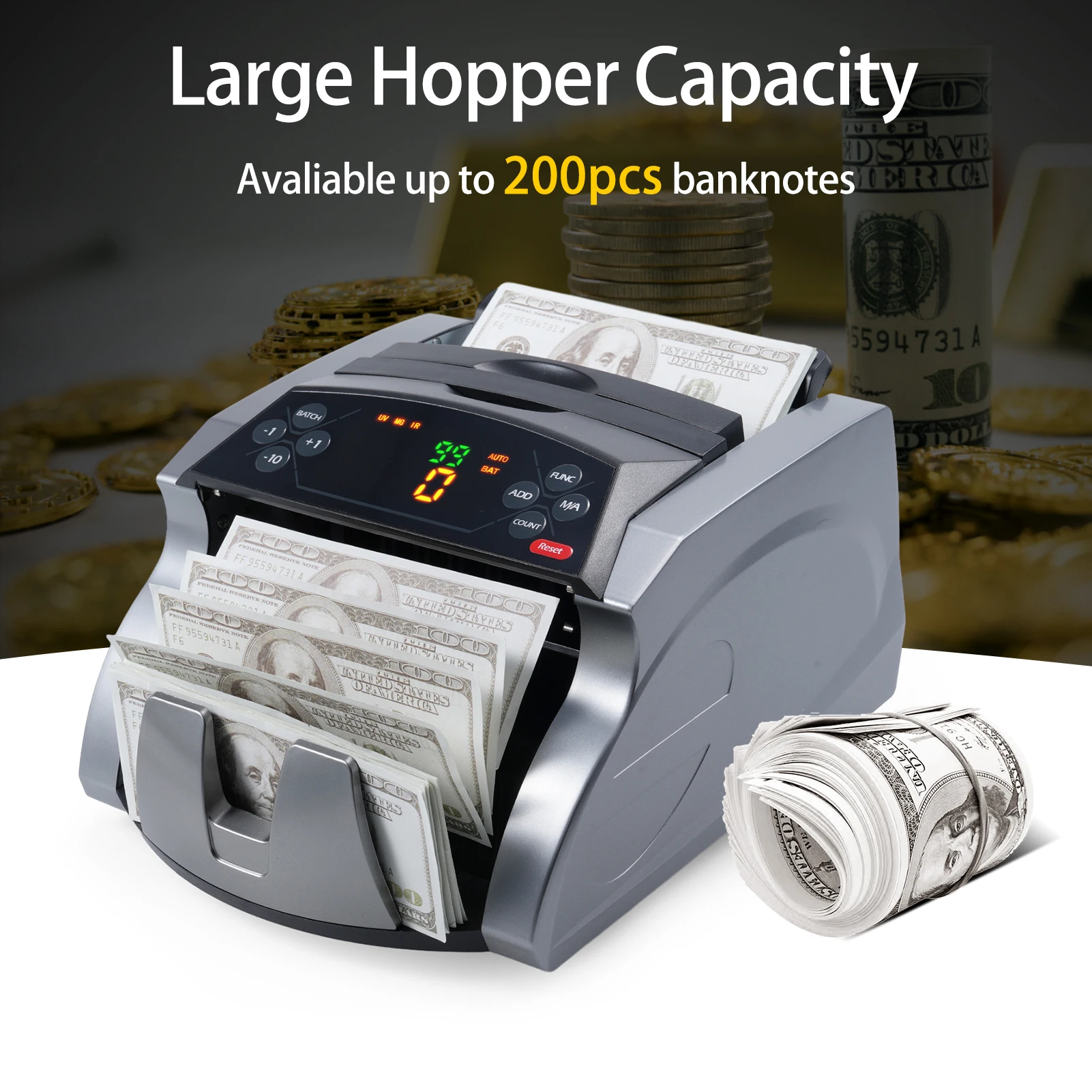 Description Picture 4 of itemMoney Counter Machine Counterfeit Bill Detector with UV MG IR Detection Automatic Money Detection Fast Counting for EURO/USD/KRW