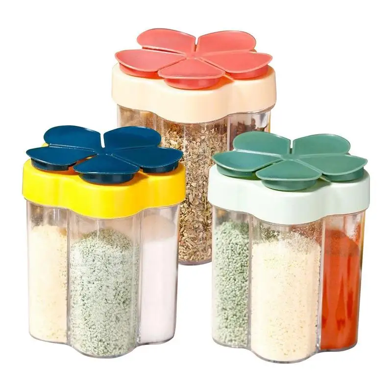 

5 In 1 Spice Containers Multifunctional Moisture-proof Flap Seasoning Jar Container For Home Restaurant Camping Travel Cook BBQ