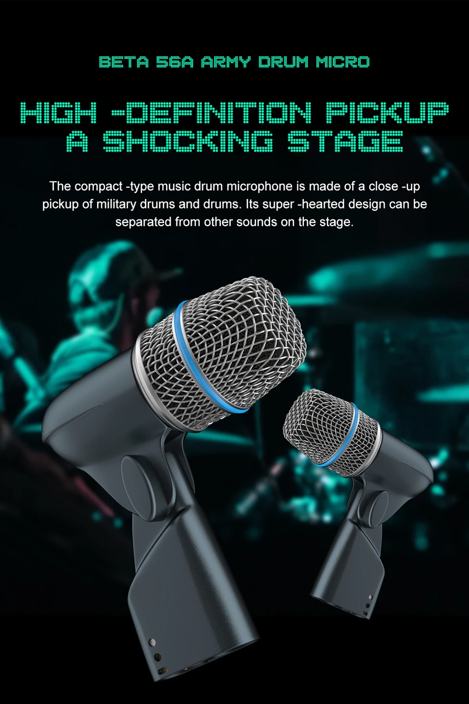 Drum Microphone BETA 56A 52A 57A Musical Instruments Mic For Band DJ Stage Instrumental Performance Recording Live