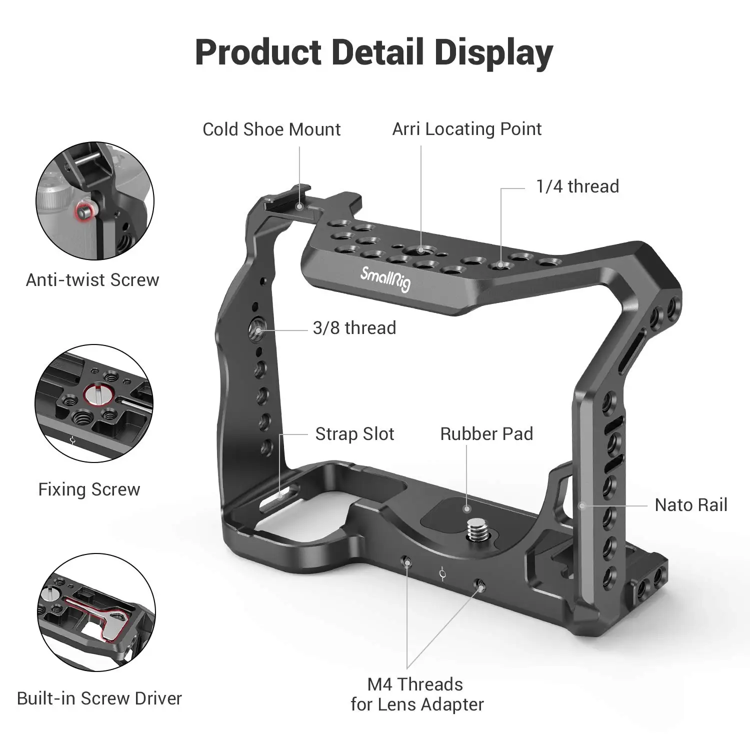 Apenas para Sony Alpha 7s Iii A7s Iii A7s Iii A7siii A7siii A7s3 Full Cage com Roscas de 20 e 16 - Image 6