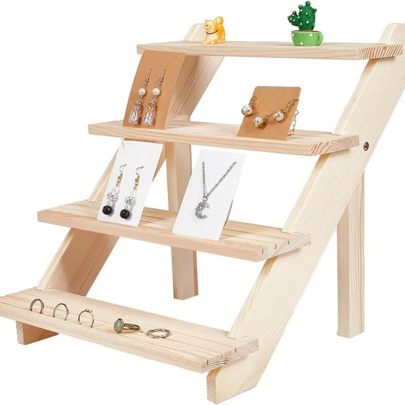 Multi-Tier Wooden Display Riser and Stand Set