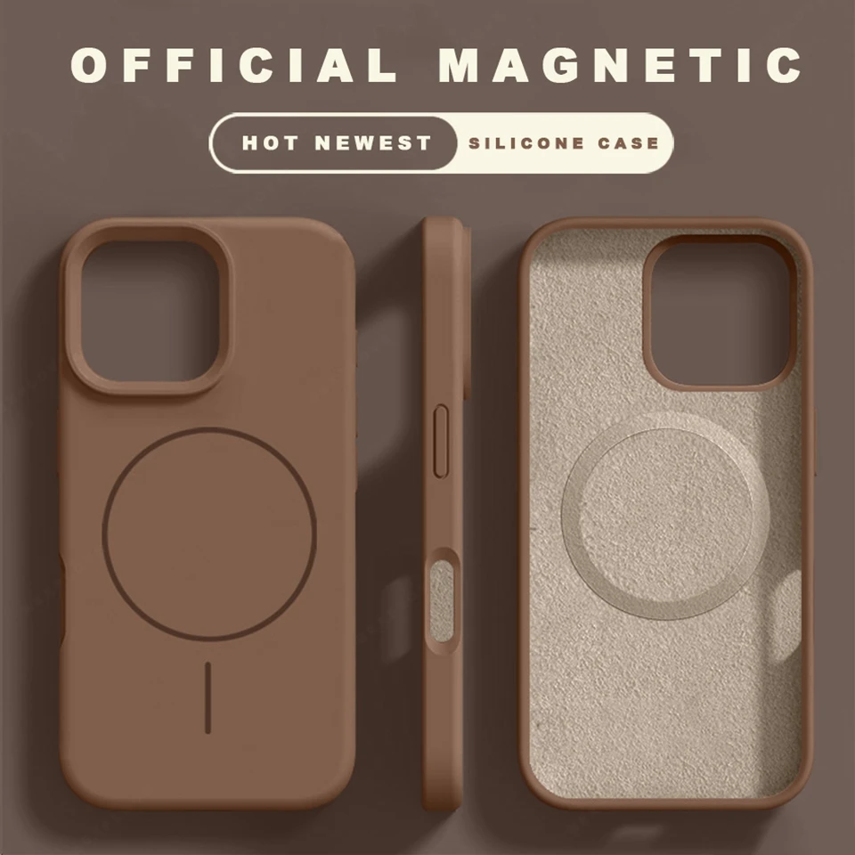Official Magnetic Liquid Silicone Phone Case with MagSafe Charge Protector - Soft Cover