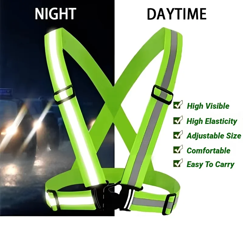 Safety Vests Reflective Lightweight Adjustable Elastic Hi Vis Strips For Traffic Control Running Cycling