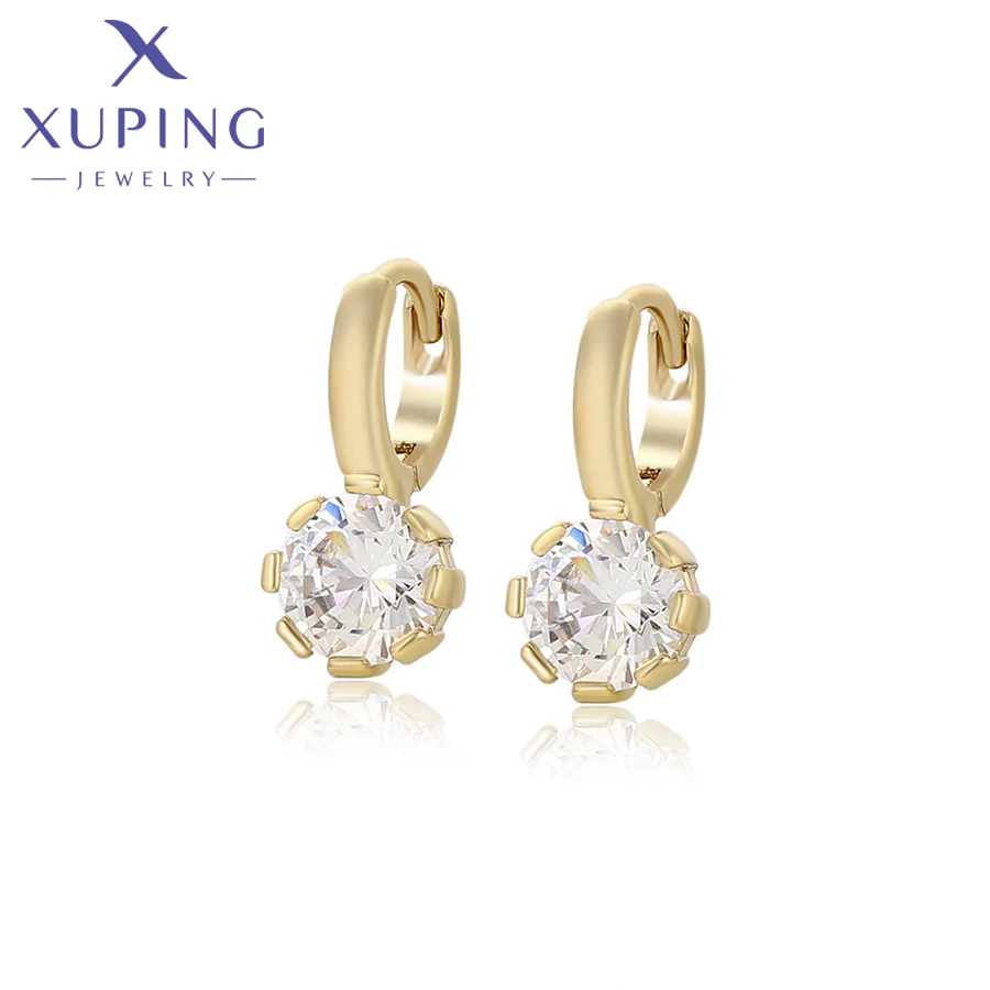 XUPING Parure di gioielli con orecchini e collana con ciondolo placcato oro 18 carati, per donne, gioielli da matrimonio, idea regalo X0000751624, lega di rame, zirconia cubica, Lega di rame, Zirconia