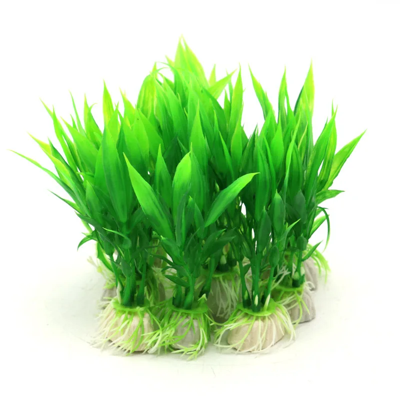 

10PCS Plastic Simulation Aquatic Water Grass Fish Tank Landscaping Ornaments Plants Rich Bamboo Leaves Aquarium Accessories