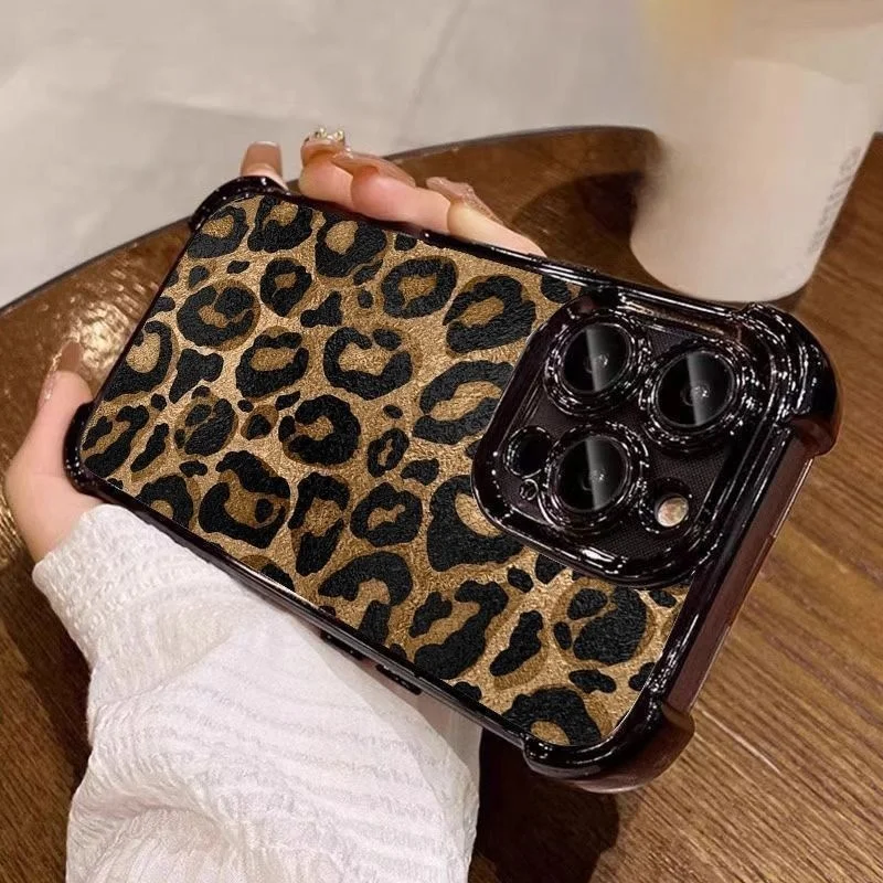 Chic Leopard Print Plated Soft TPU Phone Case