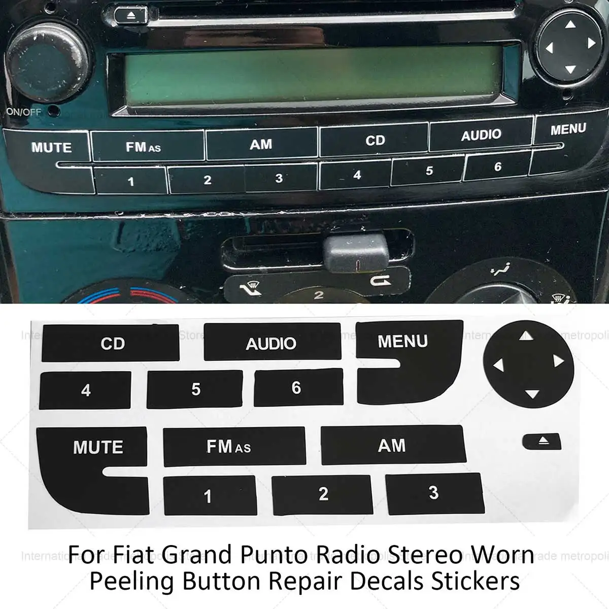 Fiat Grande Punto ADESIVI resinati decal sticker tastiera menu