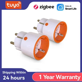 Tuya Zigbee Power Plug 16A EU Smart Home Plug App And Voice Control Energy Monitoring Child Lock Schedule Timer Power Socket