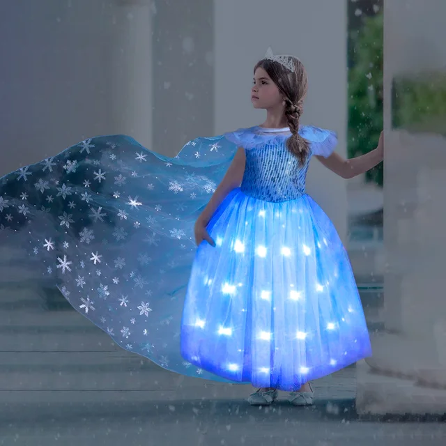 Turista Cereza suelo Disfraz LED de Frozen 2 para niña, disfraz de princesa Elsa y Anna, vestido  de fiesta de Cosplay, ropa de reina de la nieve de Carnaval _ - AliExpress  Mobile