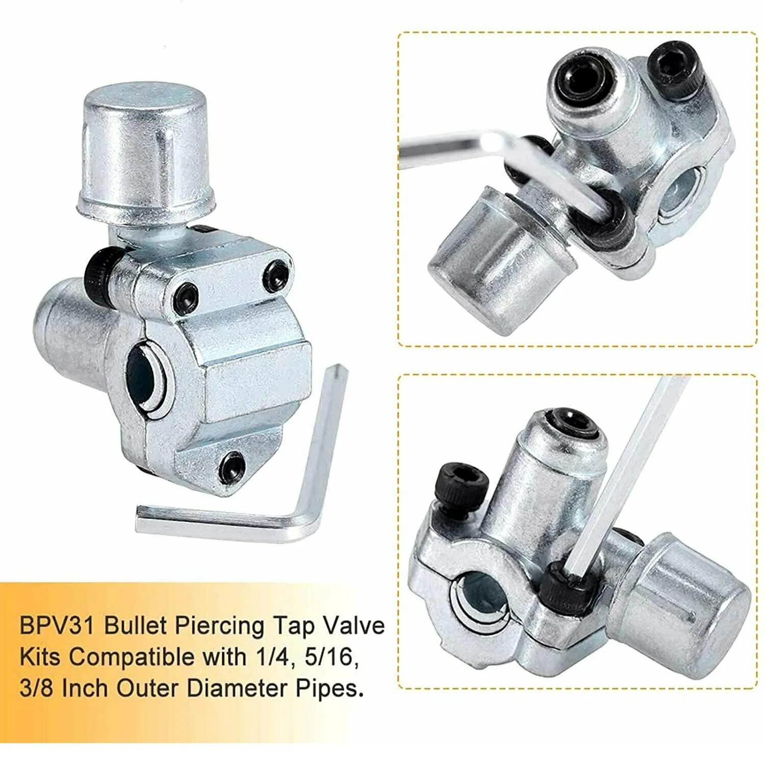 3 Pack BPV31 Bullet Piercing Tap Valve Kit Retrofit U-Charging Hose