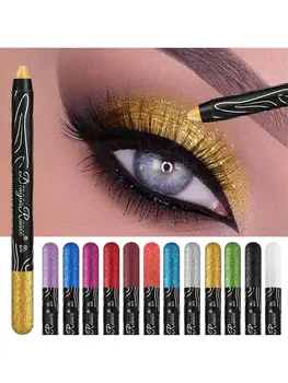 Heallor Metallic Golden Eyeshadow Pencil Glitter Silkworm Liner Pen Highlighter High Gloss Long Lasting Cream Eye Shadow Stick M - Thumbnail 8