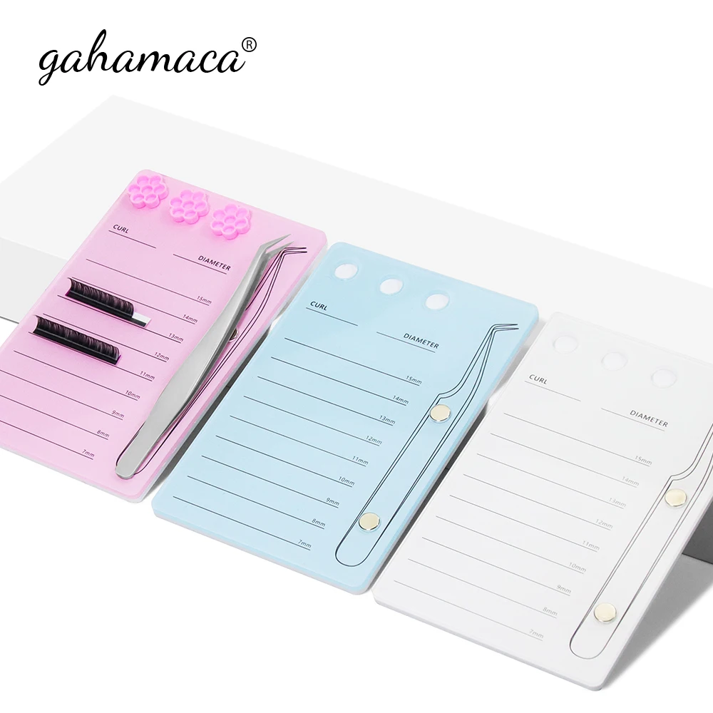 Gahamaca Acrilico Lashes Holder Pad Individual Eyelash Tablet Palette Eyelash Pad Lash Extension Glue Pallet Holder Card