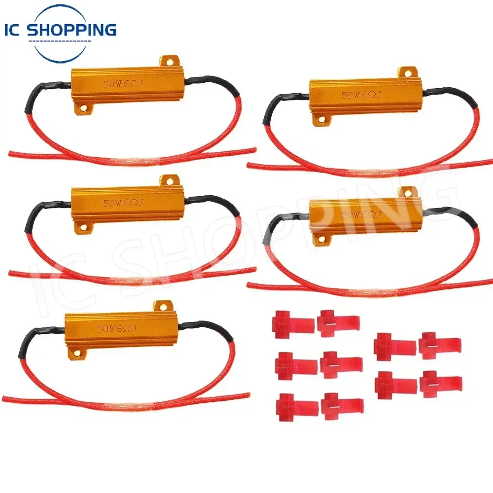 Automotive LED Tail Light Resistor 50W Power Resistor 12V 6R 8R 10R Steering Decoder for Car Turn Signal Lamp