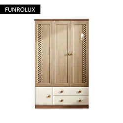 Modern Children's Wardrobe Two-Door Three-Door Armoire with 2 Drawers Kids Bedroom Storage Locker