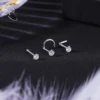 ZS 1PC 18/20G 925 Sterling Silver Nose Stud Gold Color Crystal Nose Piercings Screw L-Shape Retainer Nostril Piercing 2-3.5mm 4