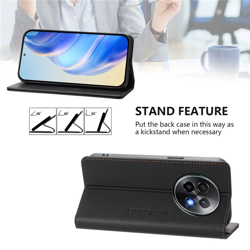 럭셔리 도난 방지 지갑 플립 커버 휴대폰 케이스, Realme 14X 12 Lite 12X Realme13 13 Pro Plus 5G 12Pro 가죽 케이스 가방 코크